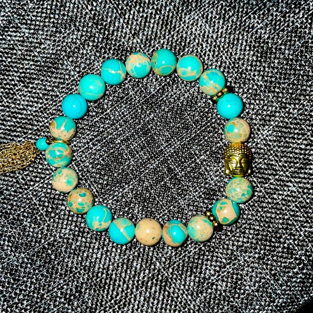 Turquoise stretchy buddha bracelet